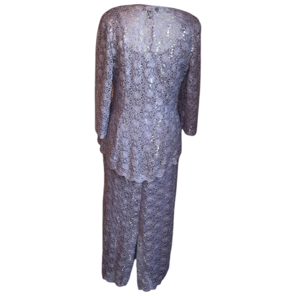 R&M Richards Glitter Lace Long Dress With Matching Jacket - Picture 2 of 5